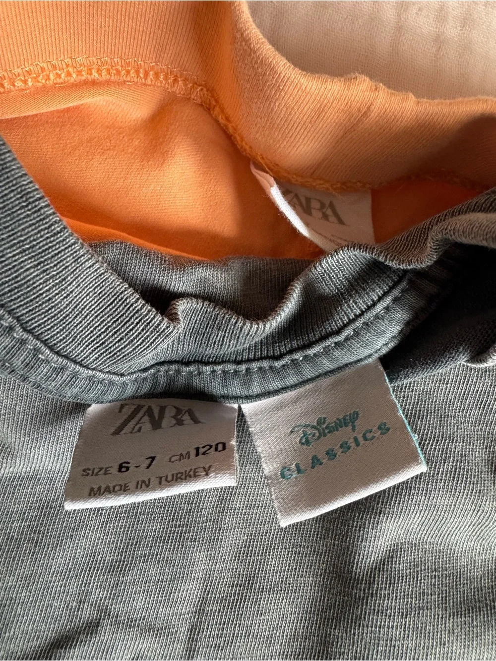 Zara Kids Two-Piece Set — Charcoal Top with orange biking Shorts